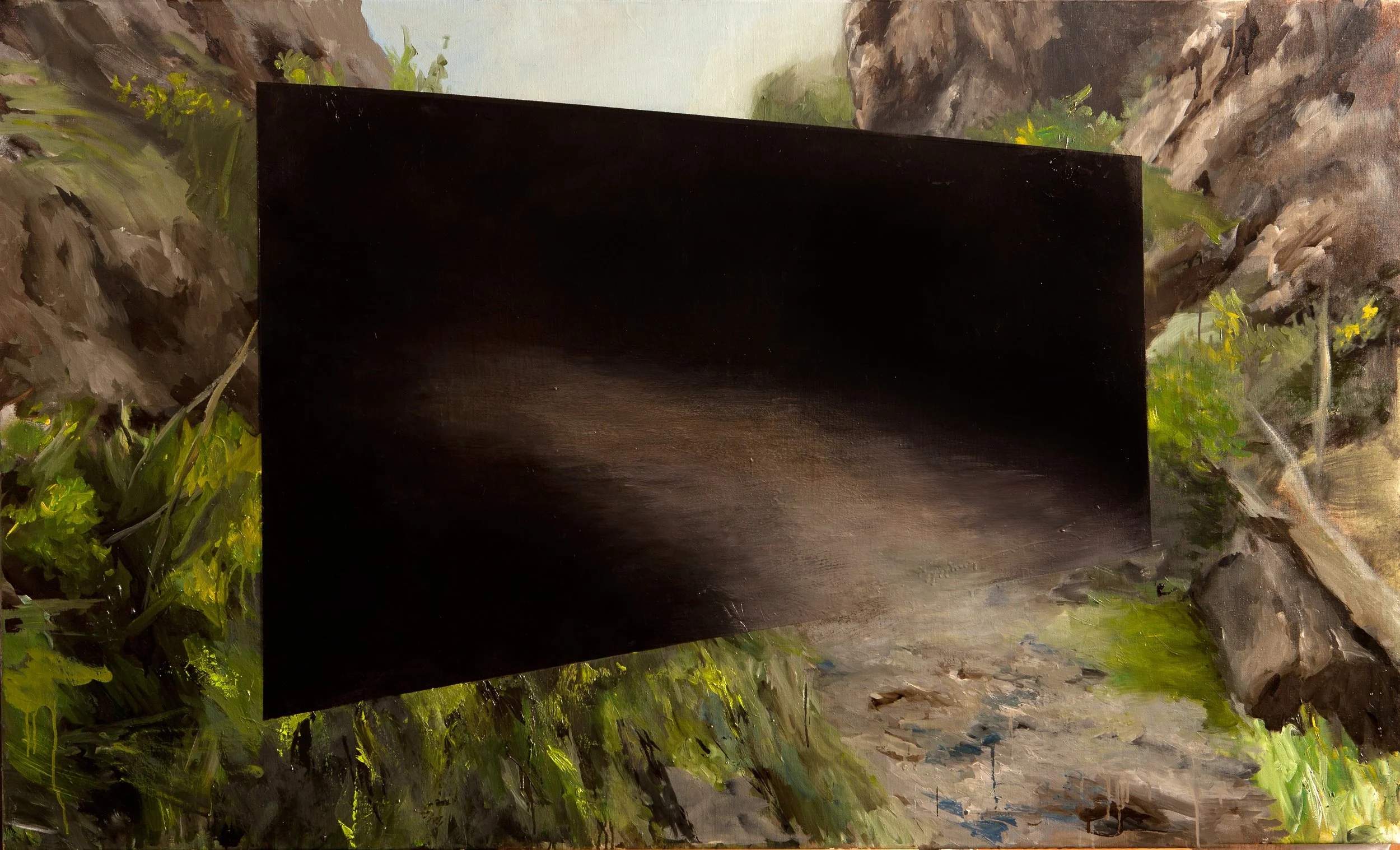 Pasos fronterizos del exilio: Coll de Malrem, 2014, óleo sobre lienzo, 90 × 146 cm