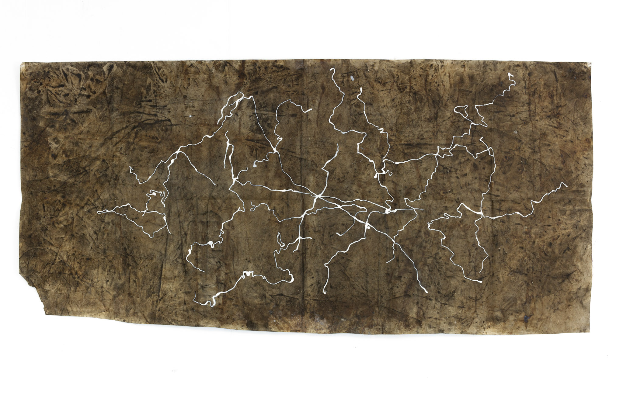 Territorio imposible I (Grand Tour 2020), 2020, técnica mixta sobre papel, 71×148 cm