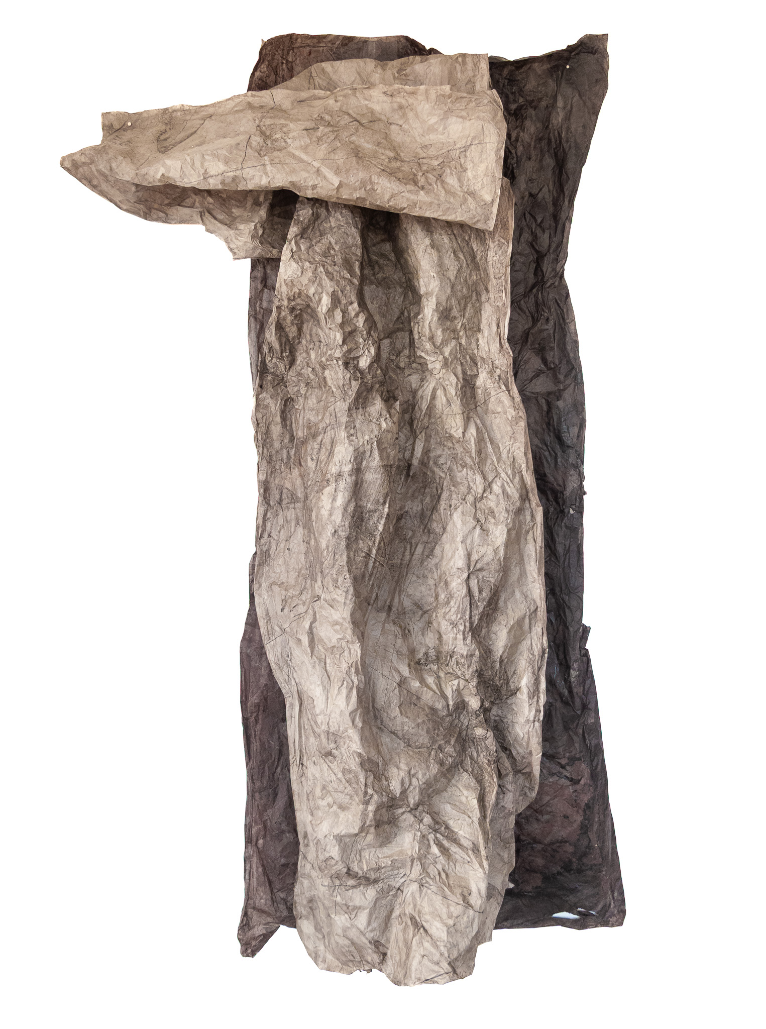 Sudario III, 2019, técnica mixta sobre papel, imanes, 240 × 82 × 44 cm