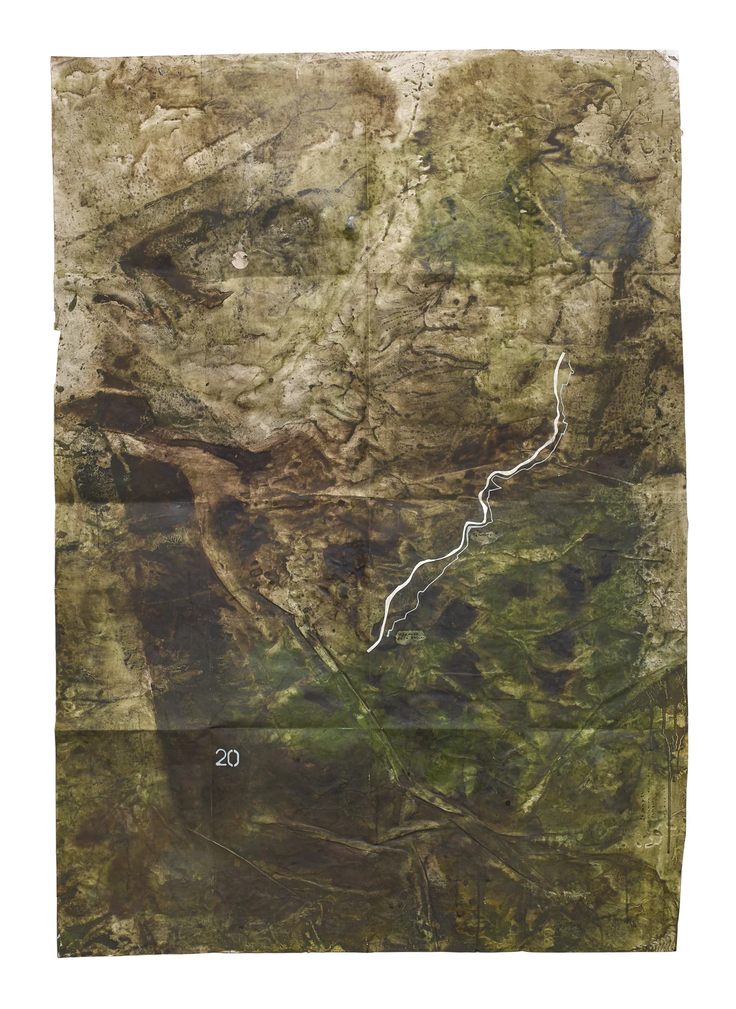 Mapa Sequere 15, técnica mixta y collage sobre papel, 150 × 100 cm