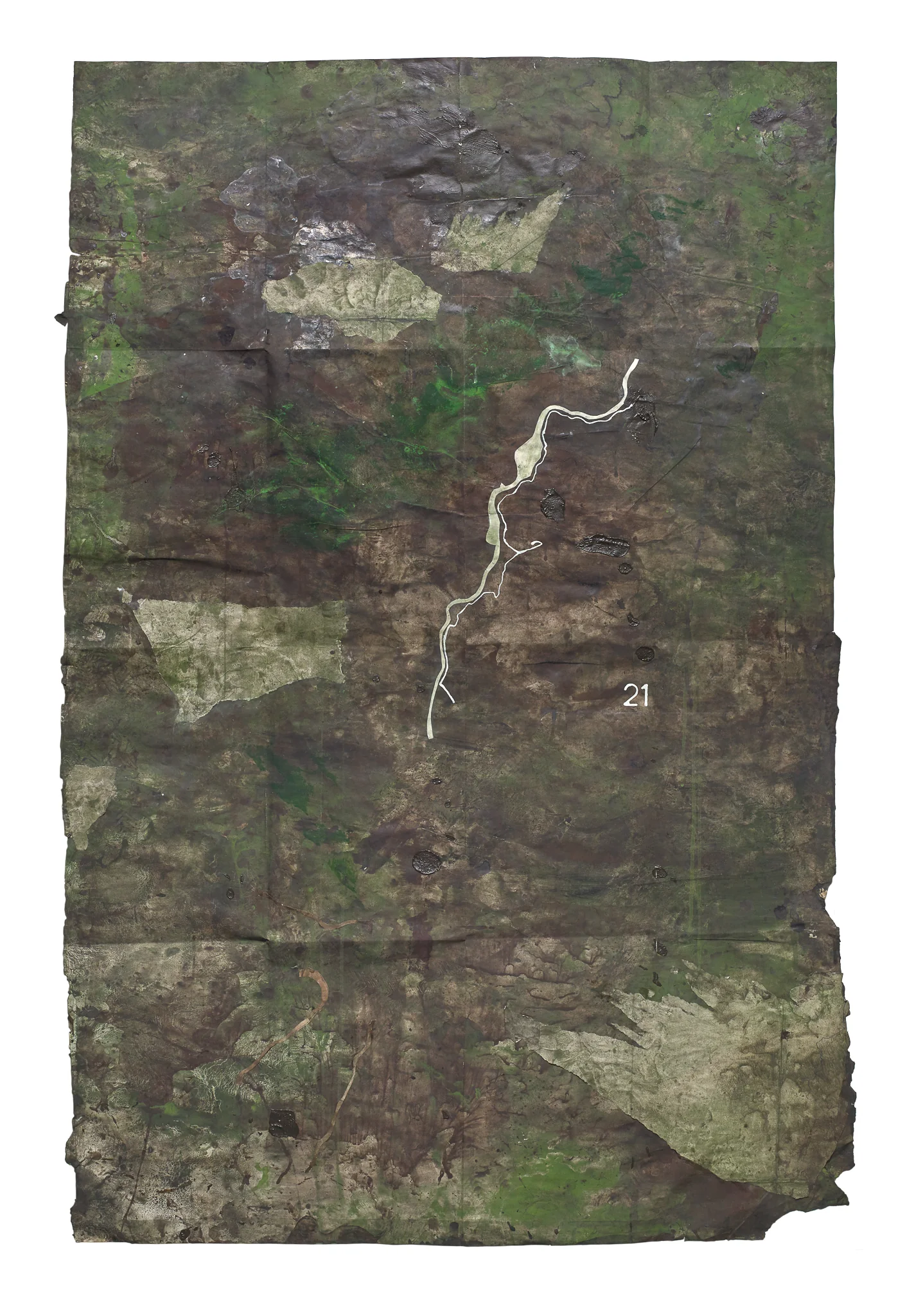 Mapa Sequere 16, técnica mixta y collage sobre papel, 150 × 100 cm