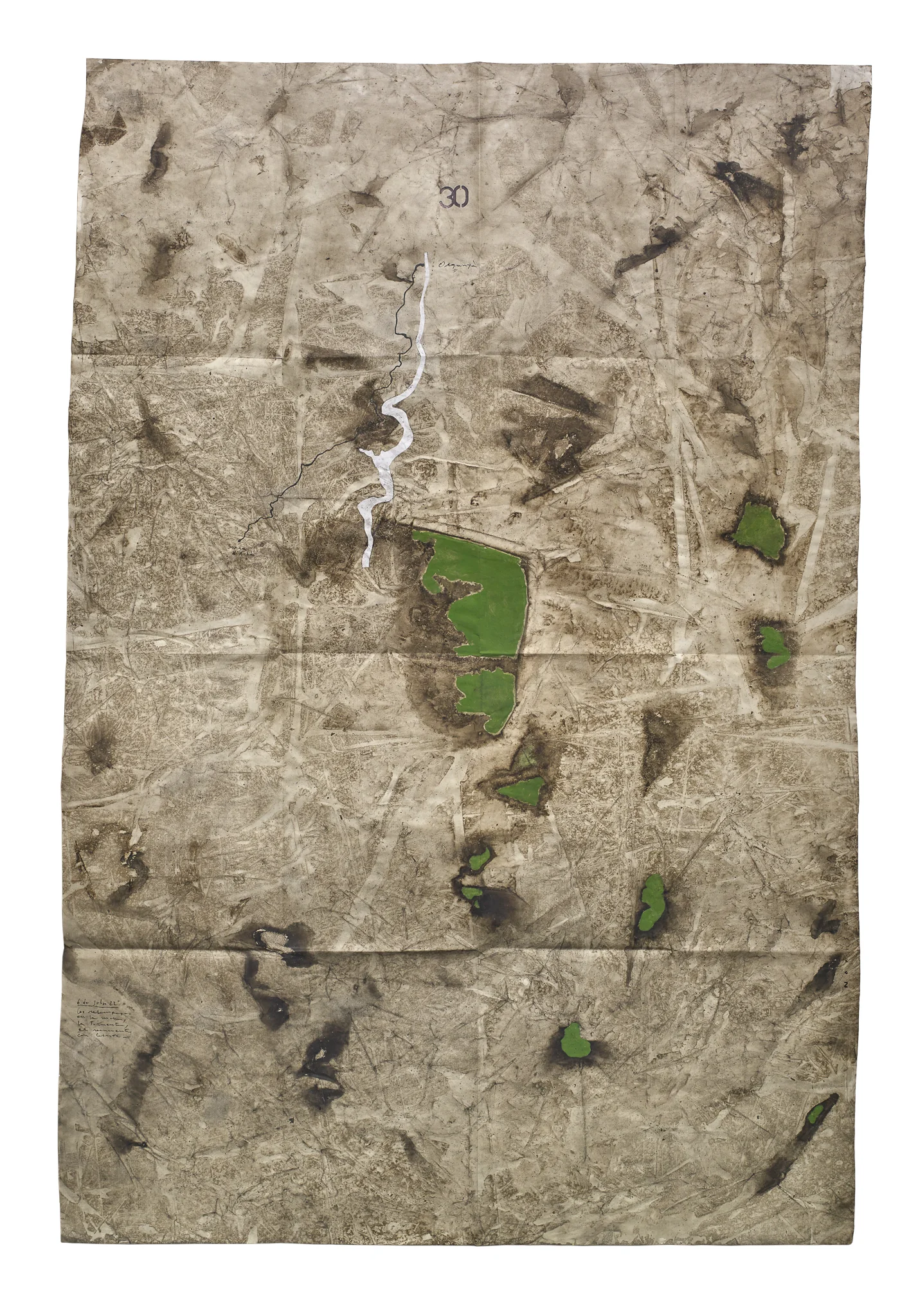 Mapa Sequere 22, técnica mixta y collage sobre papel, 150 × 100 cm