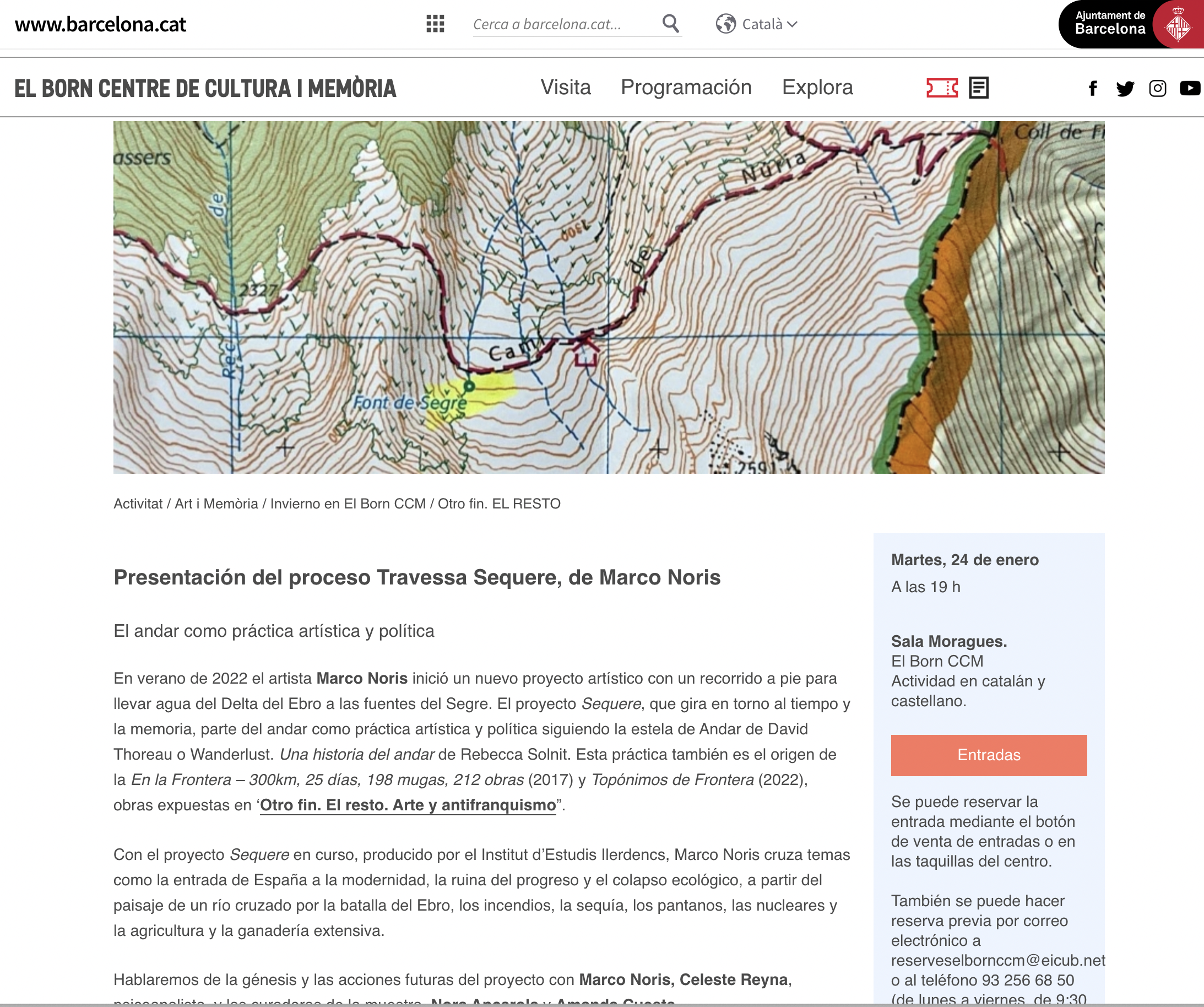 «Sequere» y el caminar como proceso creativo (El Born CCM)